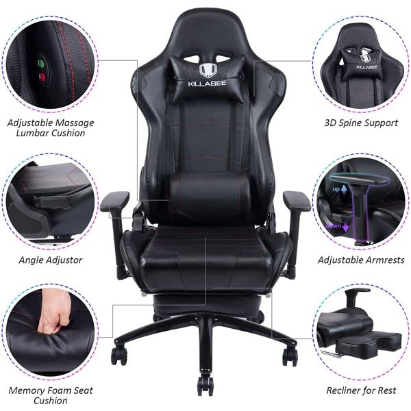 NEW BLACK KILLABEE COMPUTER GAMING CHAIR WITH