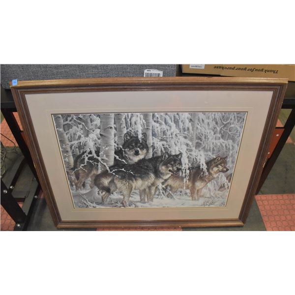 WOLF PICTURE BROWN FRAME 33" X 45"