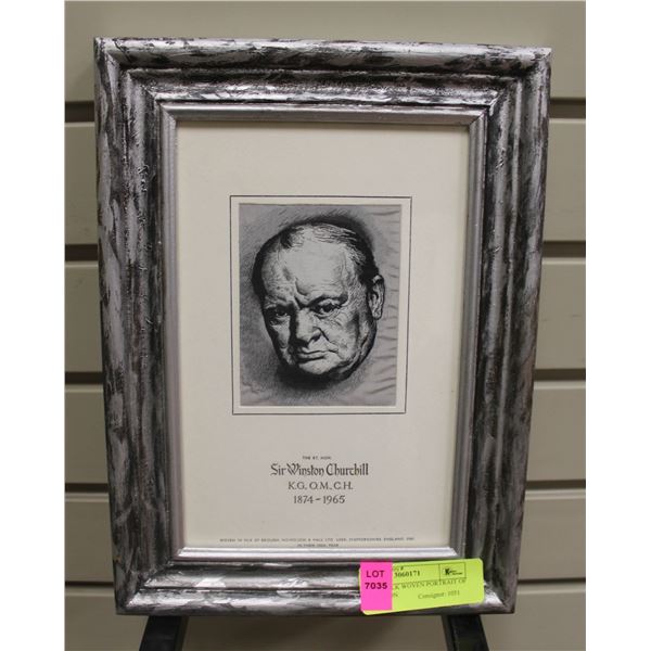 8.5" X 12" SILK WOVEN PORTRAIT OF SIR WINSTON