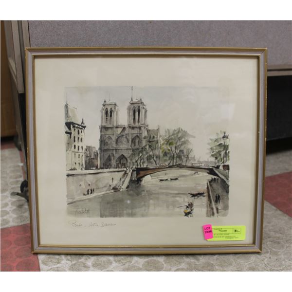 15.5  X 18  NOTRE DAME WATERCOLOUR BY HERBELOT