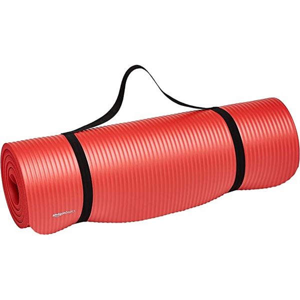 NEW AMAZON BASICS 1/2" THICK RED YOGA MAT