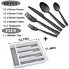 Image 3 : NEW UNPACKED LIANYU 60PC BLACK SILVERWARE W/