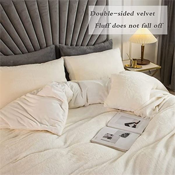 NEW REPACK JSZS QUEEN VELVET DUVET COVER SET