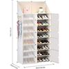 Image 1 : NEW WHITE SHOE STORAGE ORGANIZER SHELF 2 X 8 TIERS