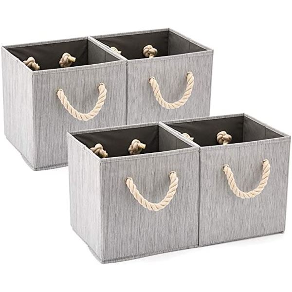 NEW EZOWARE 4 PACK STORAGE BINS WITH ROPE HANDLES