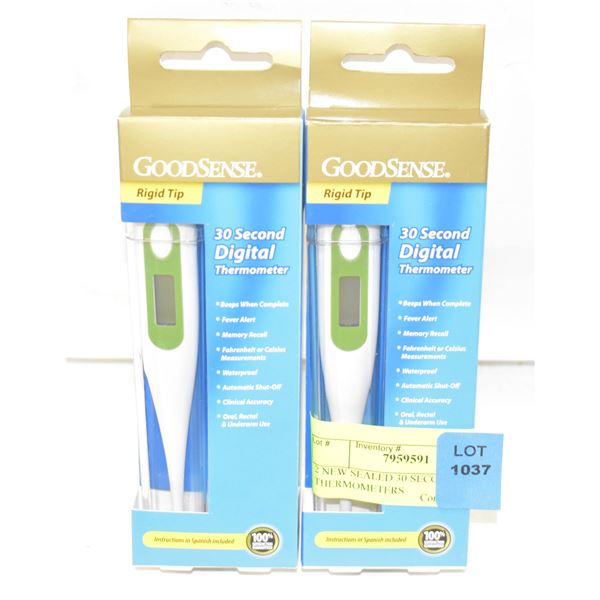 2 NEW SEALED 30 SECOND DIGITAL THERMOMETERS