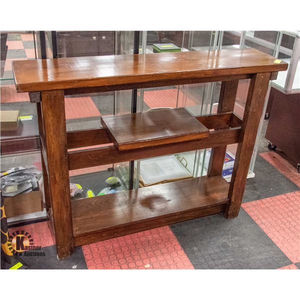 SOLID DARK WOOD MEDIA STAND/ENTRY TABLE/