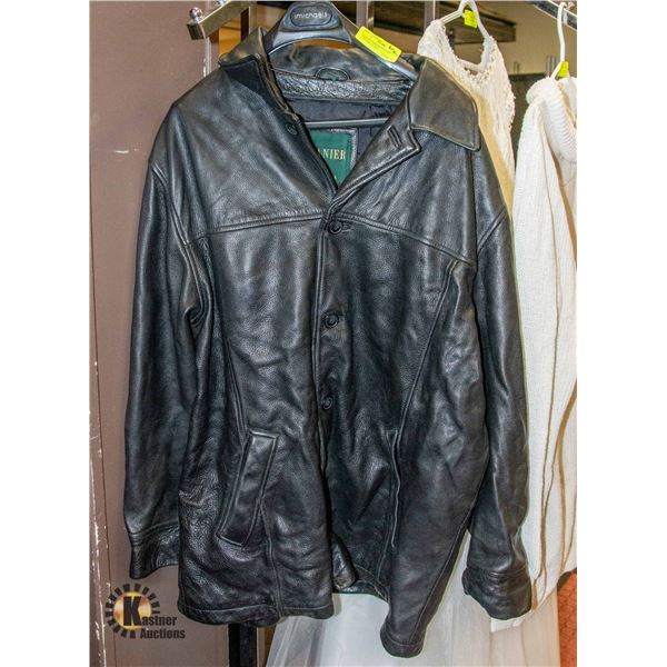 BLACK DANIER BUTTON-UP LEATHER JACKET -