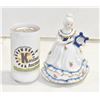 Image 1 : BIRKS PORCELAIN COLONIAL WOMAN W/ HAND HARP