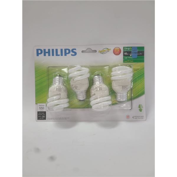 NEW SEALED 4 PACK PHILIPS SOFT WHITE LIGHT BULBS