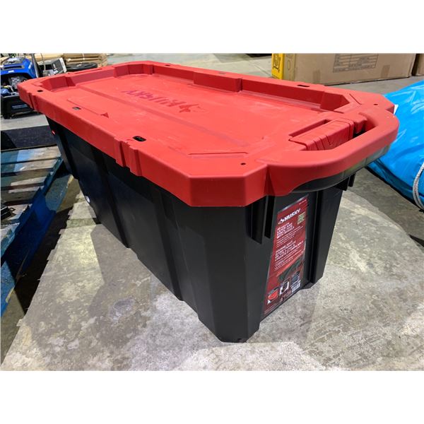 Red Lid Hdx 70 Gallon Storage Tote With Wheels Home Depot 70