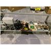 Image 1 : ASSORTED ITEMS INCLUDING; GAS MASK, CAR DIAGNOSTIC TOOL, DICE GAME BOARD & MORE