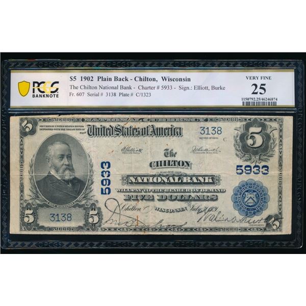 1902 $5 Chilton WI National PCGS 25