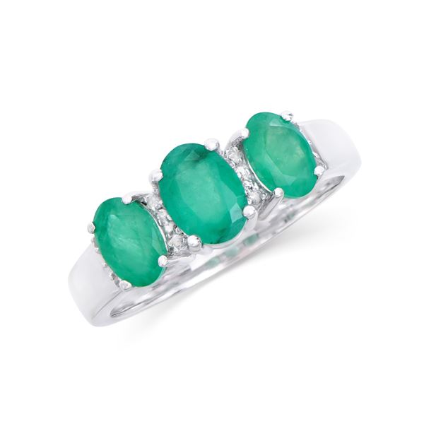 14KT White Gold 1.85ctw Emerald and Diamond Ring