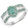 Image 1 : Rhodium Plated 0.93ctw Emerald and Topaz Ring
