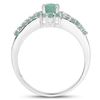 Image 3 : Rhodium Plated 0.93ctw Emerald and Topaz Ring