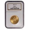 Image 1 : 1882 $10 Liberty Head Eagle Gold Coin NGC MS61