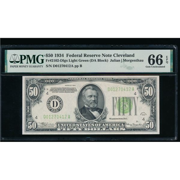 1934 $50 Cleveland FRN PMG 66EPQ