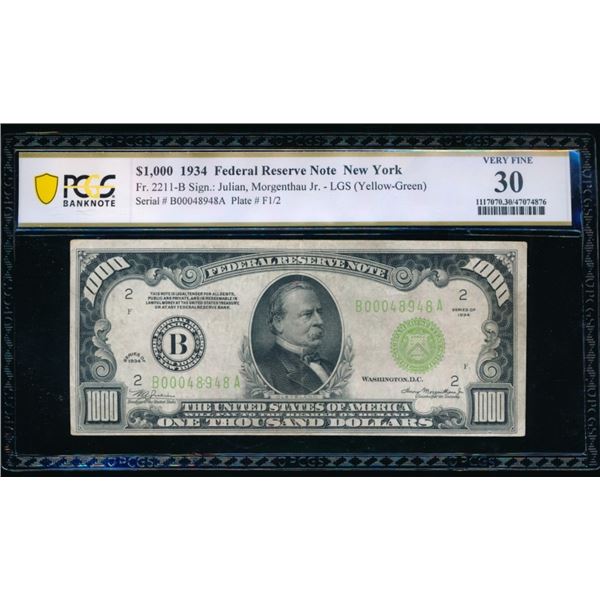 1934 $1000 New York FRN PCGS 30
