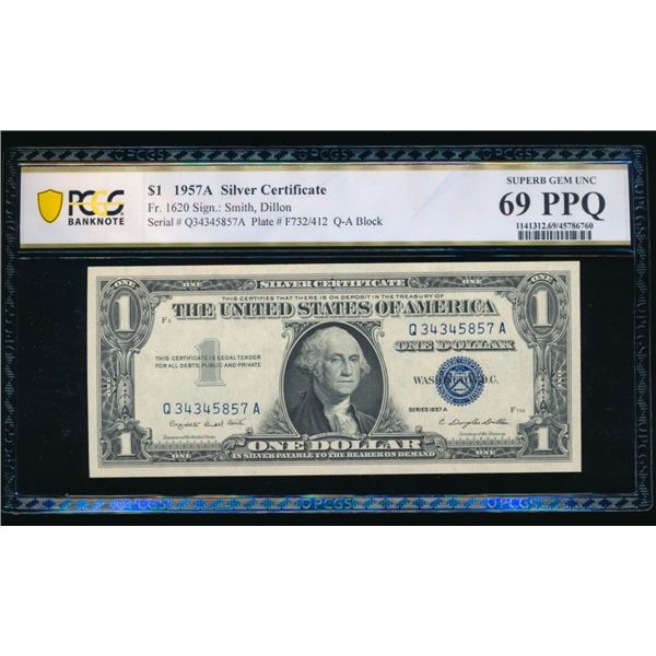 1957A $1 Silver Certificate PCGS 69PPQ