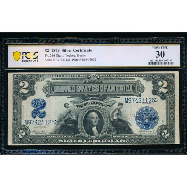 1899 $2 Mini Porthole Silver Certificate PCGS 30