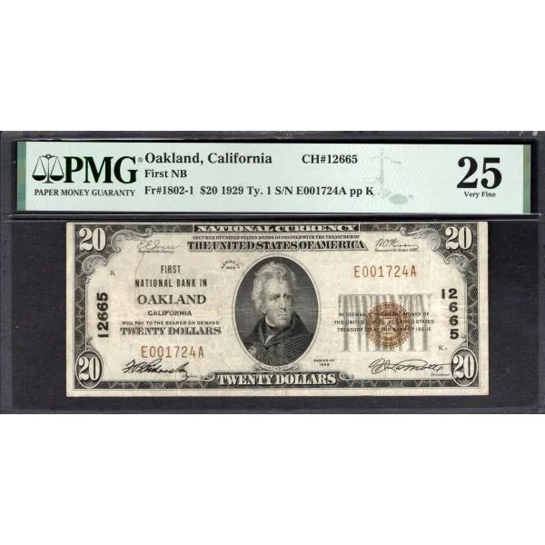 1929 $20 Oakland CA National PMG 25