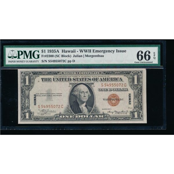 1935A $1 Hawaii Silver Certificate PMG 66EPQ