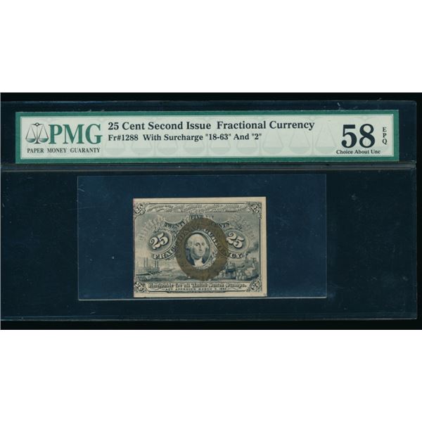 25 Cent Second Issue Fractional PMG 58EPQ