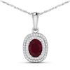 Image 1 : 14KT White Gold 1.5ct Ruby and Diamond Pendant with Chain