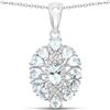 Image 2 : Plated Rhodium 1.80ctw Aquamarine and White Topaz Pendant with Chain