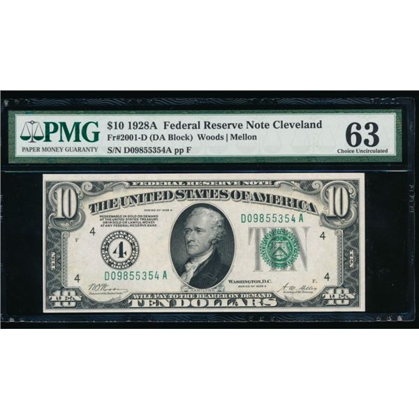 1928A $10 Cleveland FRN PMG 63