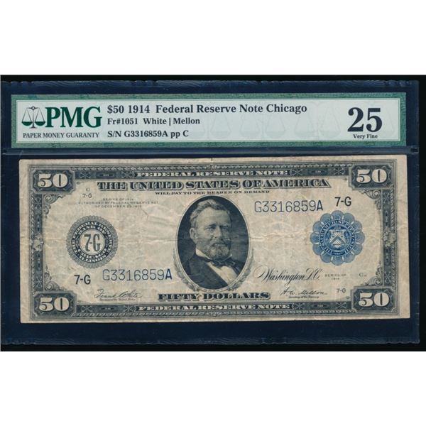 1914 $50 Chicago FRN PMG 25