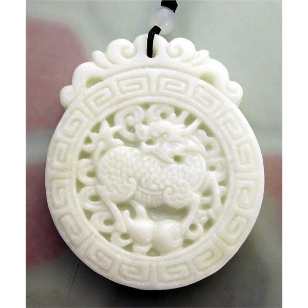 Jade Asian Decor 270cts Real Jade Fortune Kylin Dragon Gourd Amulet