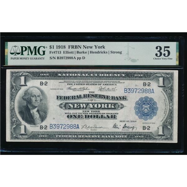 1918 $1 New York FRN PMG 35