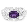 Image 2 : Plated Rhodium 1.15ct Amethyst and White Zircon Ring