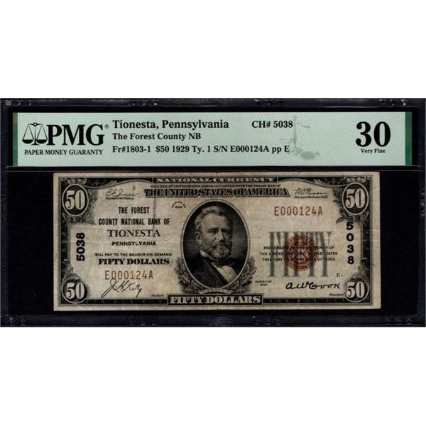 1929 $50 Tionesta PA National PMG 30