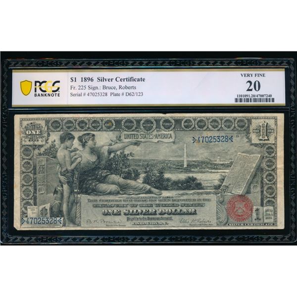 1896 $1 Educational Silver Certificate PCGS 20