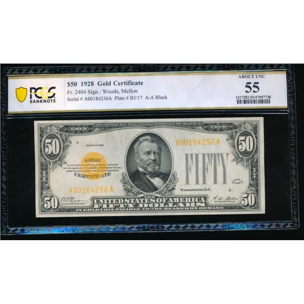 1928 $50 Gold Certificate PCGS 55