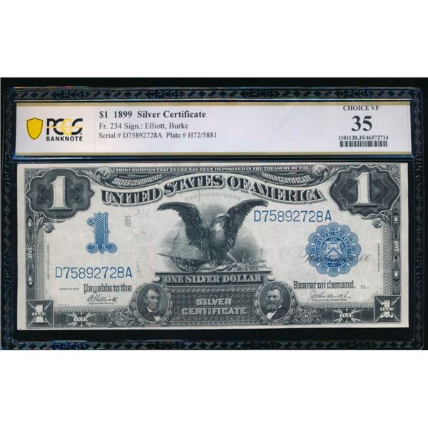 1899 $1 Black Eagle Silver Certificate PCGS 35