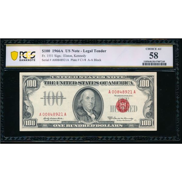 1966A $100 Legal Tender Note PCGS 58