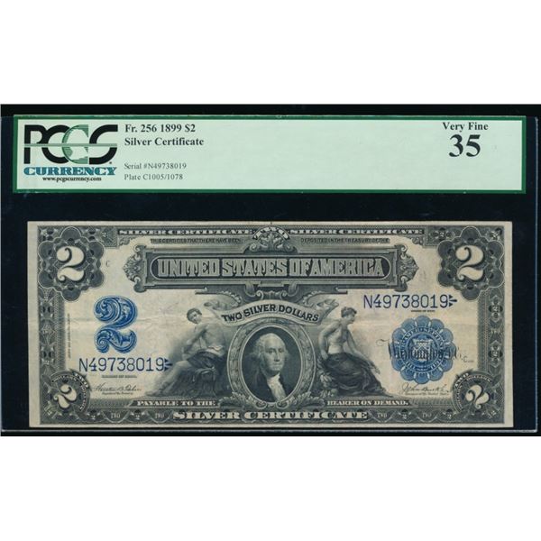 1899 $2 Mini Porthole Silver Certificate PCGS 35