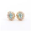 Image 1 : Plated 18KT Yellow Gold 1.3cts Blue Topaz and Diamond Earrings