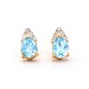 Image 1 : Plated 18KT Yellow Gold 2.65ctw Blue Topaz and Diamond Earrings