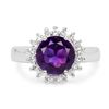 Image 3 : Plated Rhodium 2.40ct Amethyst and White Topaz Ring