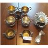 Image 1 : Silver Plated Assortment Of Cream And Sugar Dishes With One Unique Shell Bowl