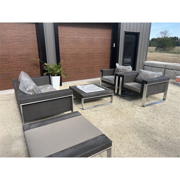 5PC RESIN WICKER PATIO FURNITURE SET NEW Kidd Family Auctions