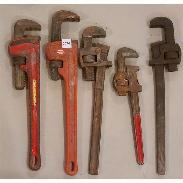 LOT OF 5 - PIPE WRENCHES