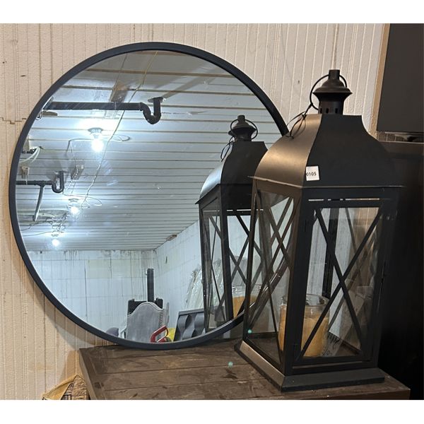 LOT OF 2 - MIRROR & CANDLE HOLDER