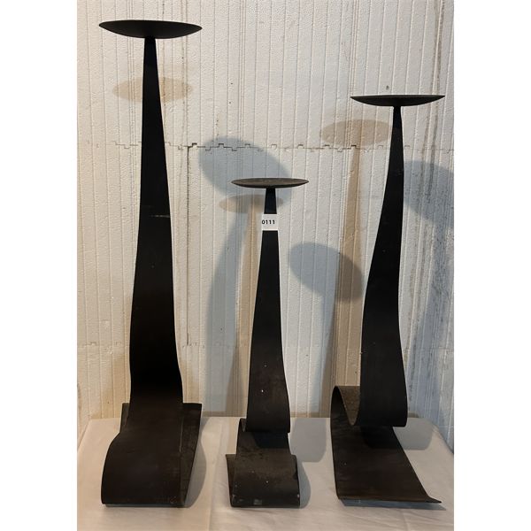 LOT OF 3 - SET OF WROUGHT IRON PATIO CANDLE HOLDERS