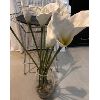 Image 2 : LOT OF 4 - CHROME DECOR - STOOL W/ LEATHER SEAT, 2 X HANGING LAMPS, CALLA LILLY DISPLAY